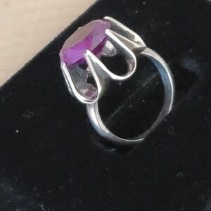 Vintage Kaus R. Sterling Alexandrite Handmade RIng Ladies 6 Taxco Mexico